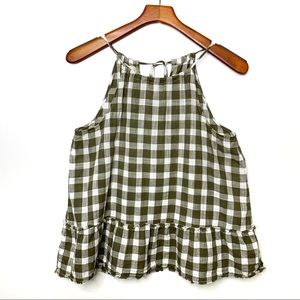 ANTHRO Cloth & Stone Calhaya Gingham Peplum Top S